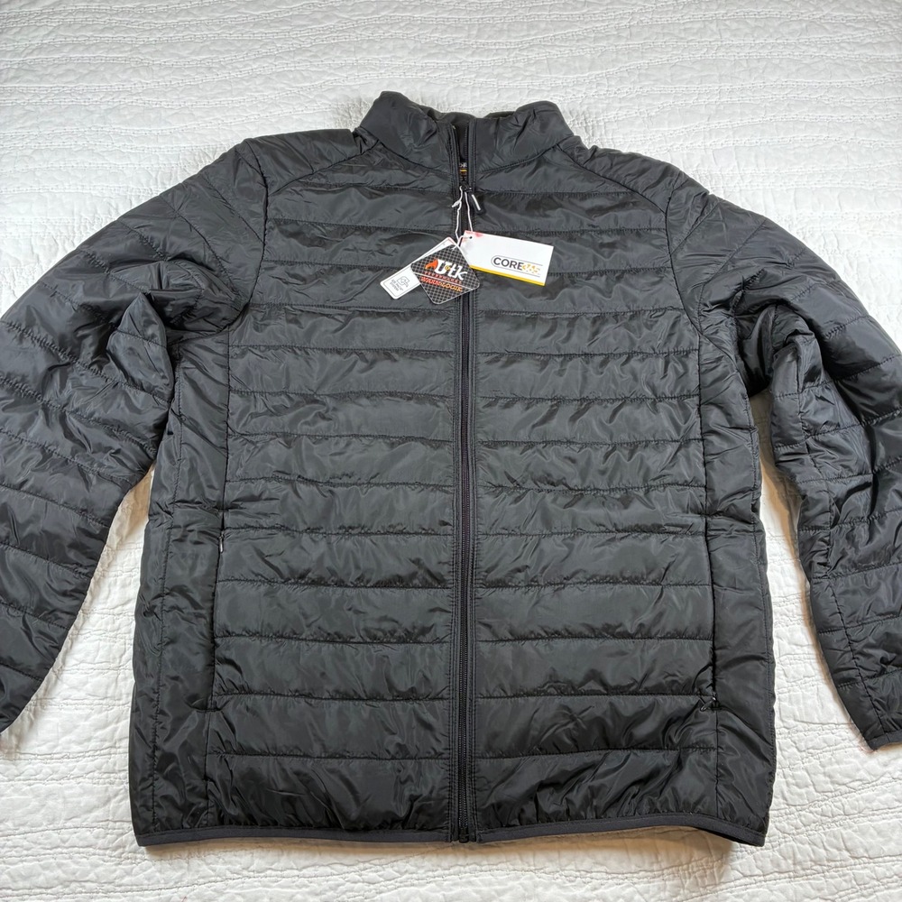 NWT Core365 Puff Jacket Men M Packable Black Quilted Warm-Logi Water Resist Coat